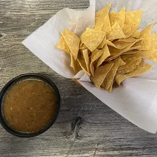 There chip and salsa was very good little kick on heat like it