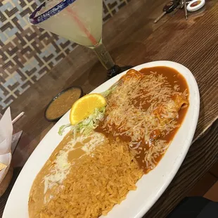 Chicken Enchilada and Lime Margarita