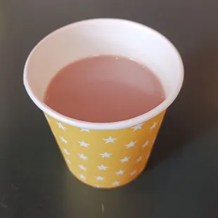 Hot chocolate sample a there was a hot chocolate walk going on outside.