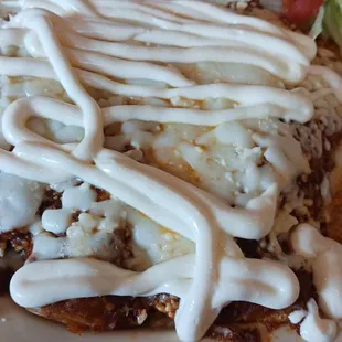 Enchiladas Rojas with pollo. Delicious.