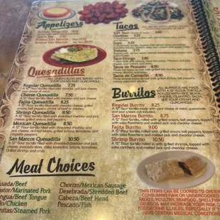 menu