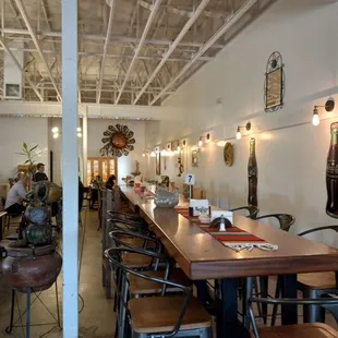 tables and chairs in a restaurant