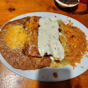 Mexican enchiladas with shredded beef.