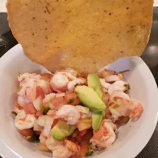 Shrimp Ceviche Tostada.