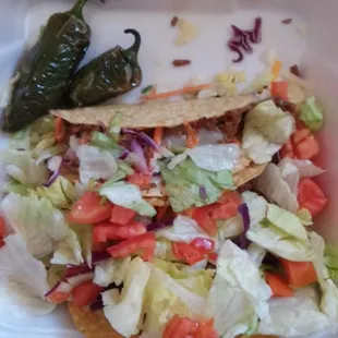 3 Barbacoa hard shell tacos &amp; jalapenos: $1.75 ea. incl. tax. Barbacoa was &quot;dry&quot;.