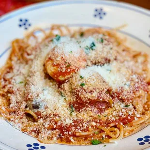 Pasa Nana Maria features a meatball made with pork, veal and beef, housemade sausage, pork shoulder and a hard-boiled egg -- just like Nana.