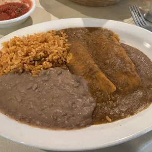 Yesterday's lunch - Lunch Tamales Lunch Special no cheese - Delicious !!!