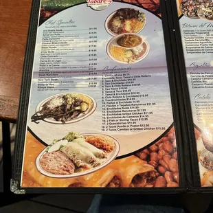 a menu on a table