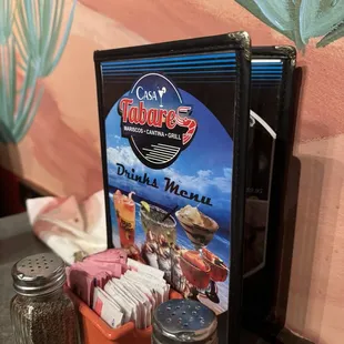 Drink menu.
