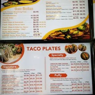 the menu of a mexican restaurant