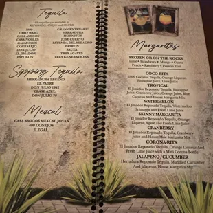 Margaritas menu