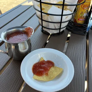 Warm chips and cool salsa as soon as I was seated.