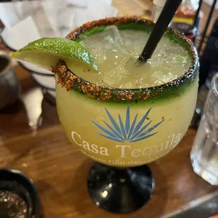 House margarita with tajin rim