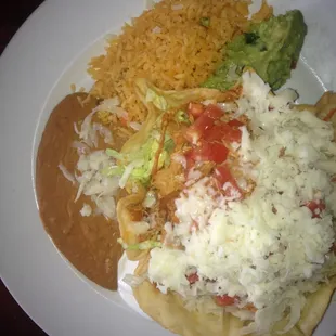 Taco salad with chicken, rice, and beans-excellent!