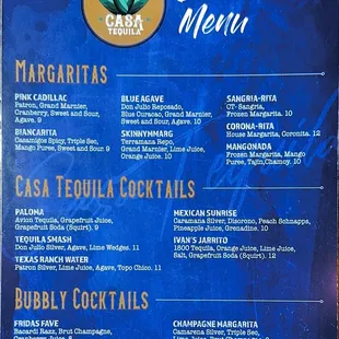 Bar Menu Updated