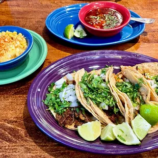 2 Birria Tacos, 2 Chicken Street Tacos, Corn, Consome sauce