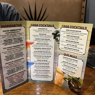 Drink menu