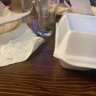 a table with food and drinks