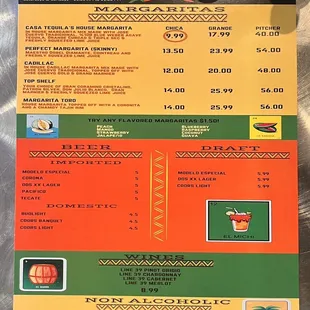 a menu for a mexican restaurant