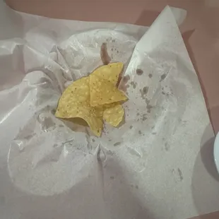 Here is what's left of my 3rd round of chips and salsa.