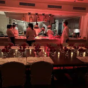 Group dining room overlooking kitchen