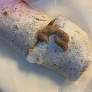 Bean and cheese burrito, not very ascetically pleasing