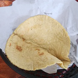 Homemade corn tortilla