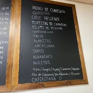 menu