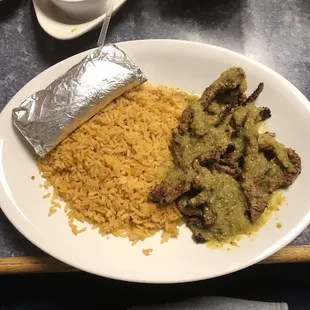 Chile Verde Steak (no beans), Yummm great verde sauce savory and tangy