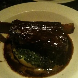 Short Rib on Creamed Spinach and Yukon Gold Mashed Potatoes