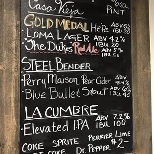 Their most current beer menu on 1/27/19
