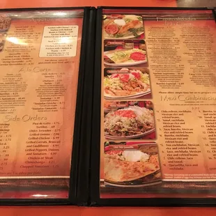 the menu of a mexican restaurant