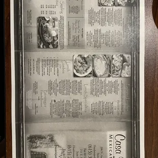 the menu of the restaurant