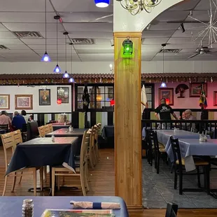 The tables and dinning area that doubles as a dancing area in the pre-covid era and hopefully soon again.