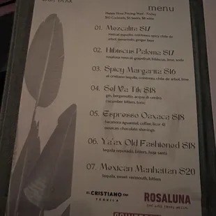 menu