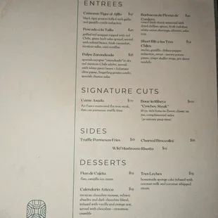 September 2024 menu