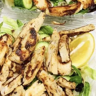 Grilled chicken salad is delicious