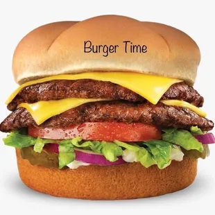 a hamburger with cheese and lettuce