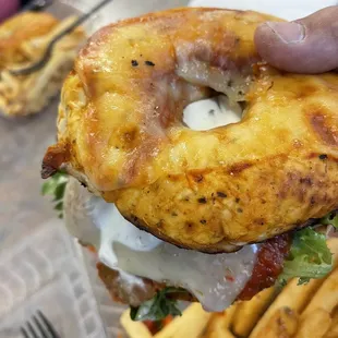 Meatball sandwich with fries