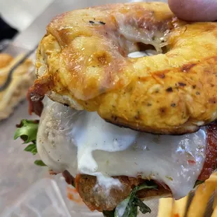 Meatball sandwich with fries