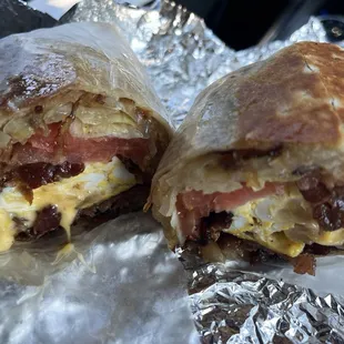 Breakfast Burrito w/ Bacon Egg Cheese &amp; more Bacon 8)