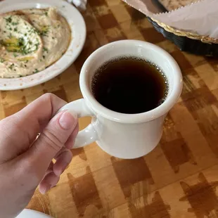 Tea, hummus, pita
