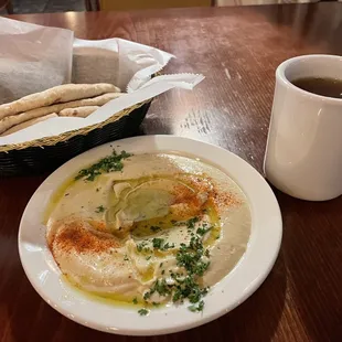 The hummus, pita and the Best Tea in Memphis