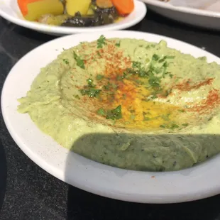 Baba ghanoush with the family-made olive oil from the grandpa. It's amazing!!