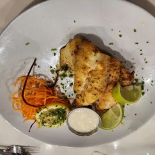 Grouper with lemon butter sauce.