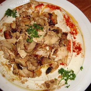 Hummus With Shawarma topped with Chicken ~ March 5th 2010