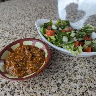 Zaalook (Bottom), Salad (Top)