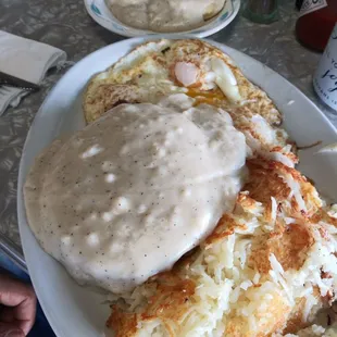 Plenty of hash browns.