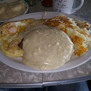 Chicken Fried Steak and over easy eggs