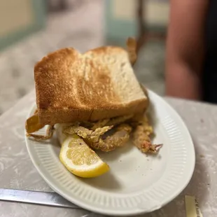 Soft shell crab loaf sandwich